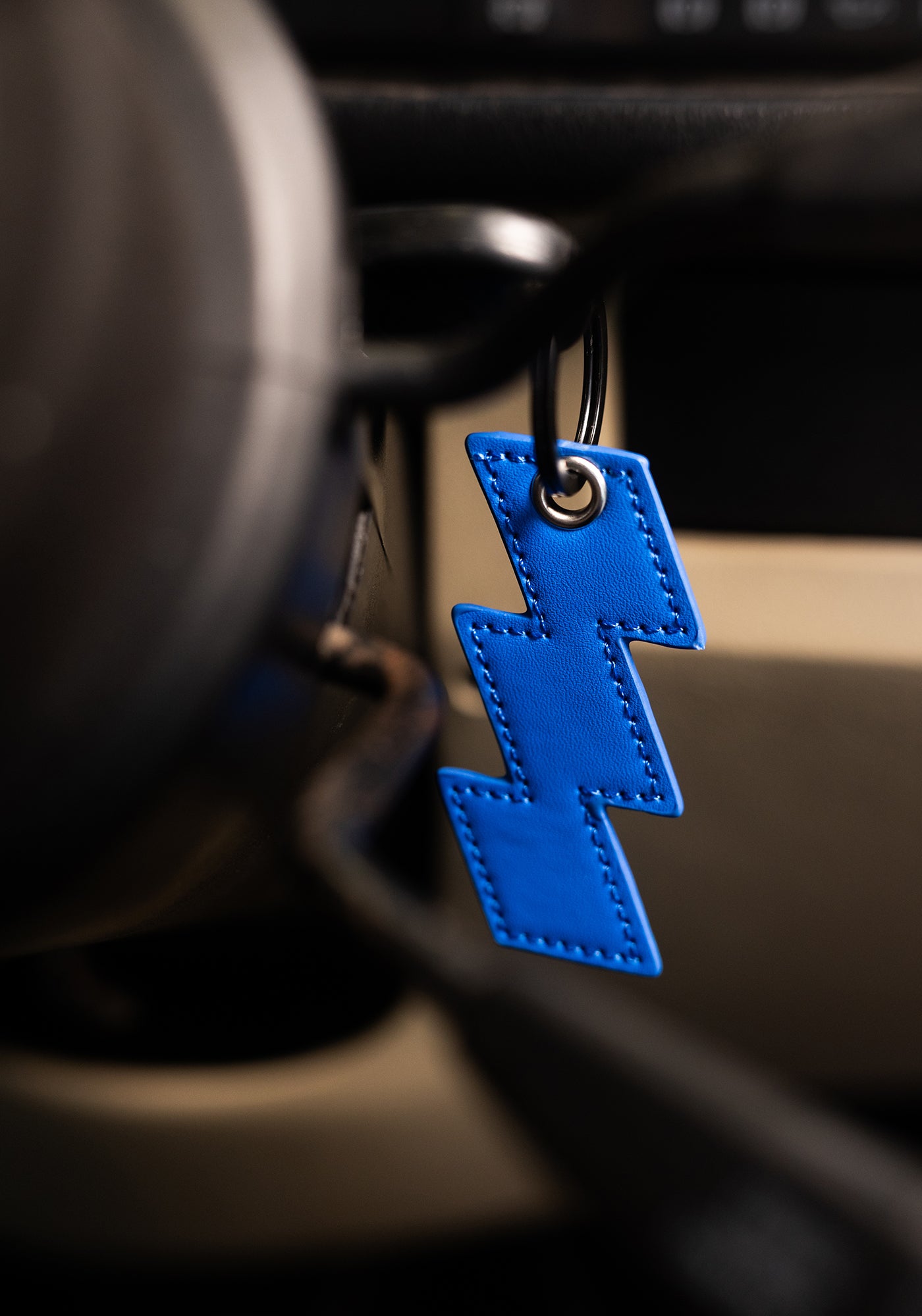 Leather ZigZag Keyring