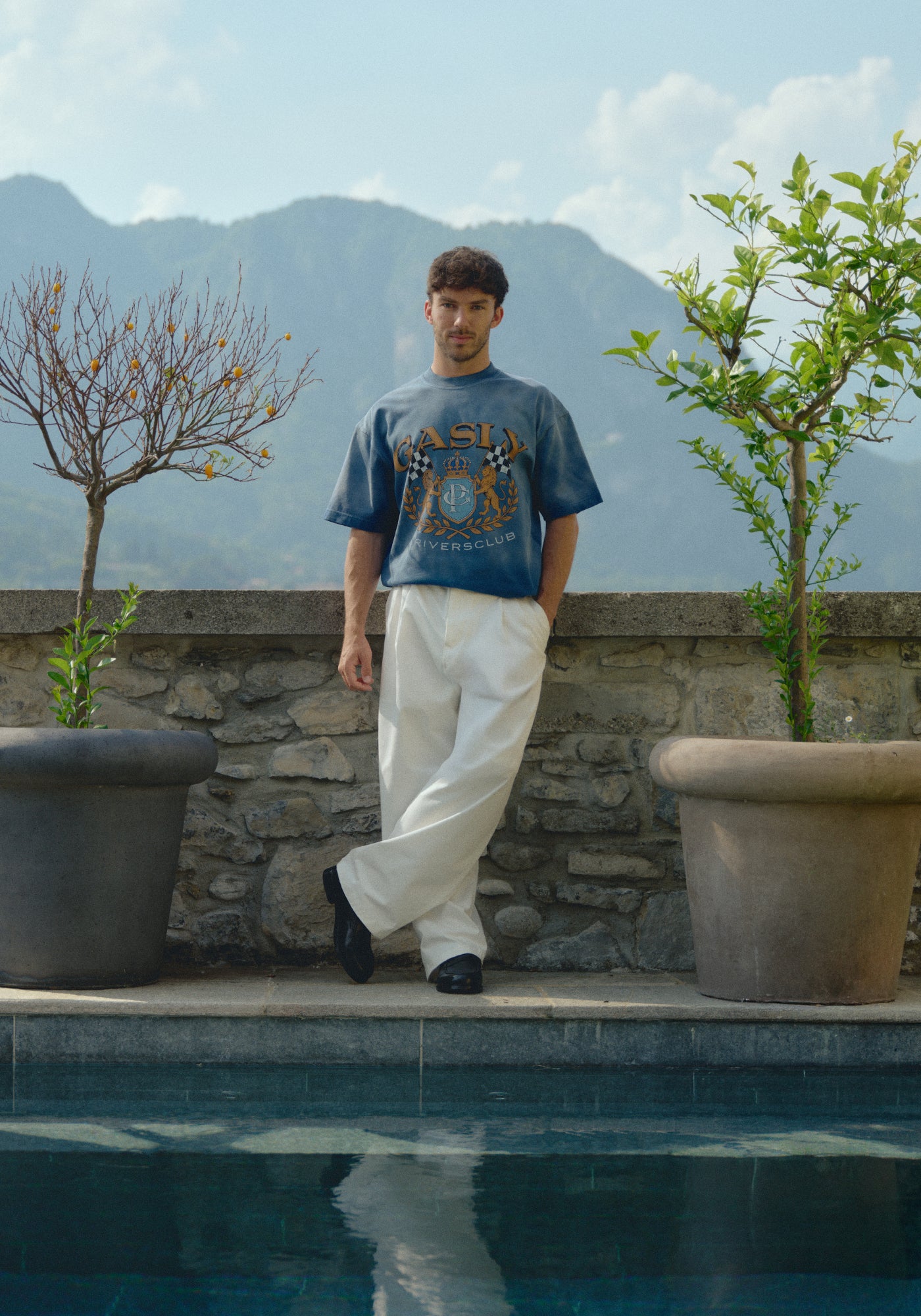 Gasly Crest Sunfaded Blue Tee